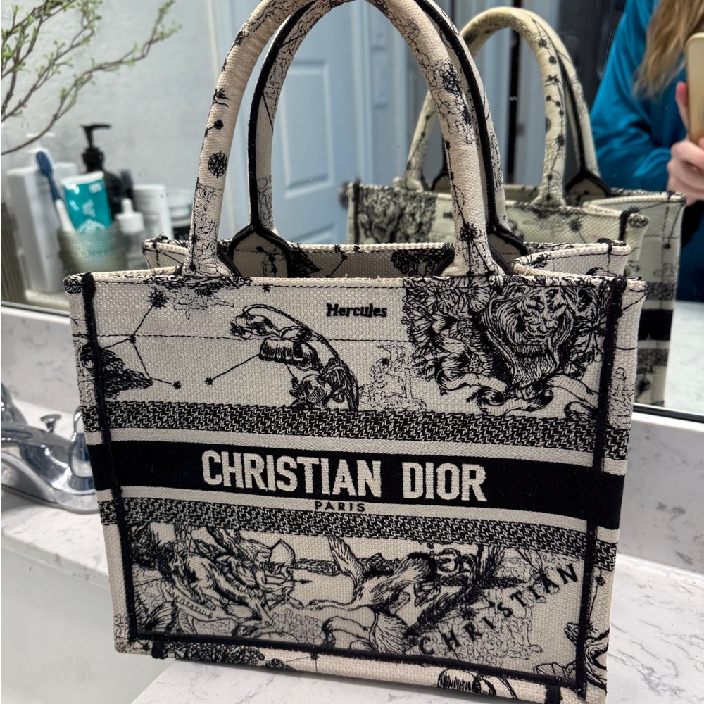 Dior Latte and Black Zodiac Embroidery medium tote
